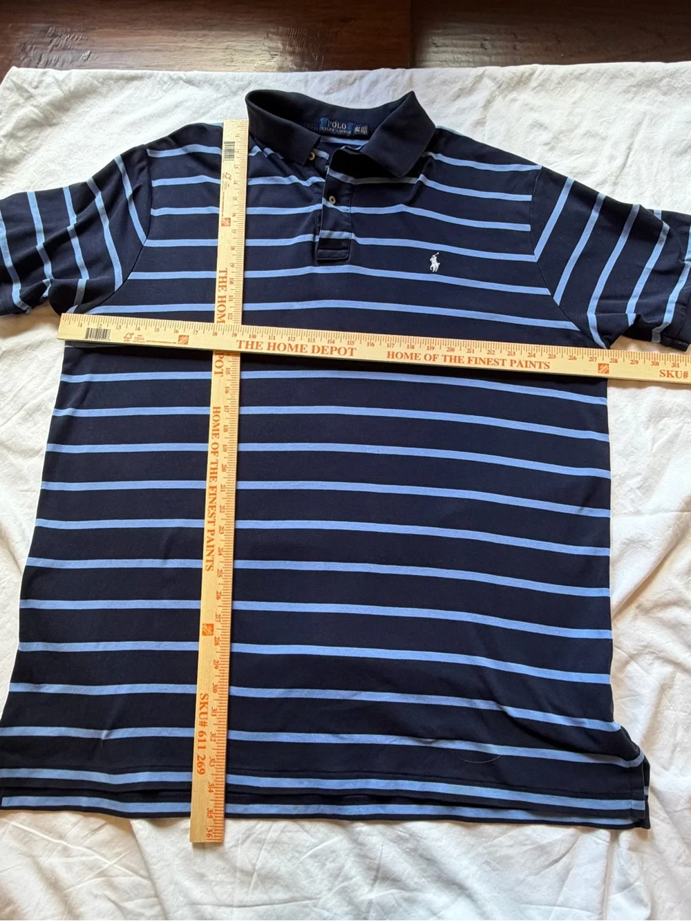 Polo Ralph Lauren Men’s Navy Blue Striped Short Sleeve Polo Shirt 3XLT⁠